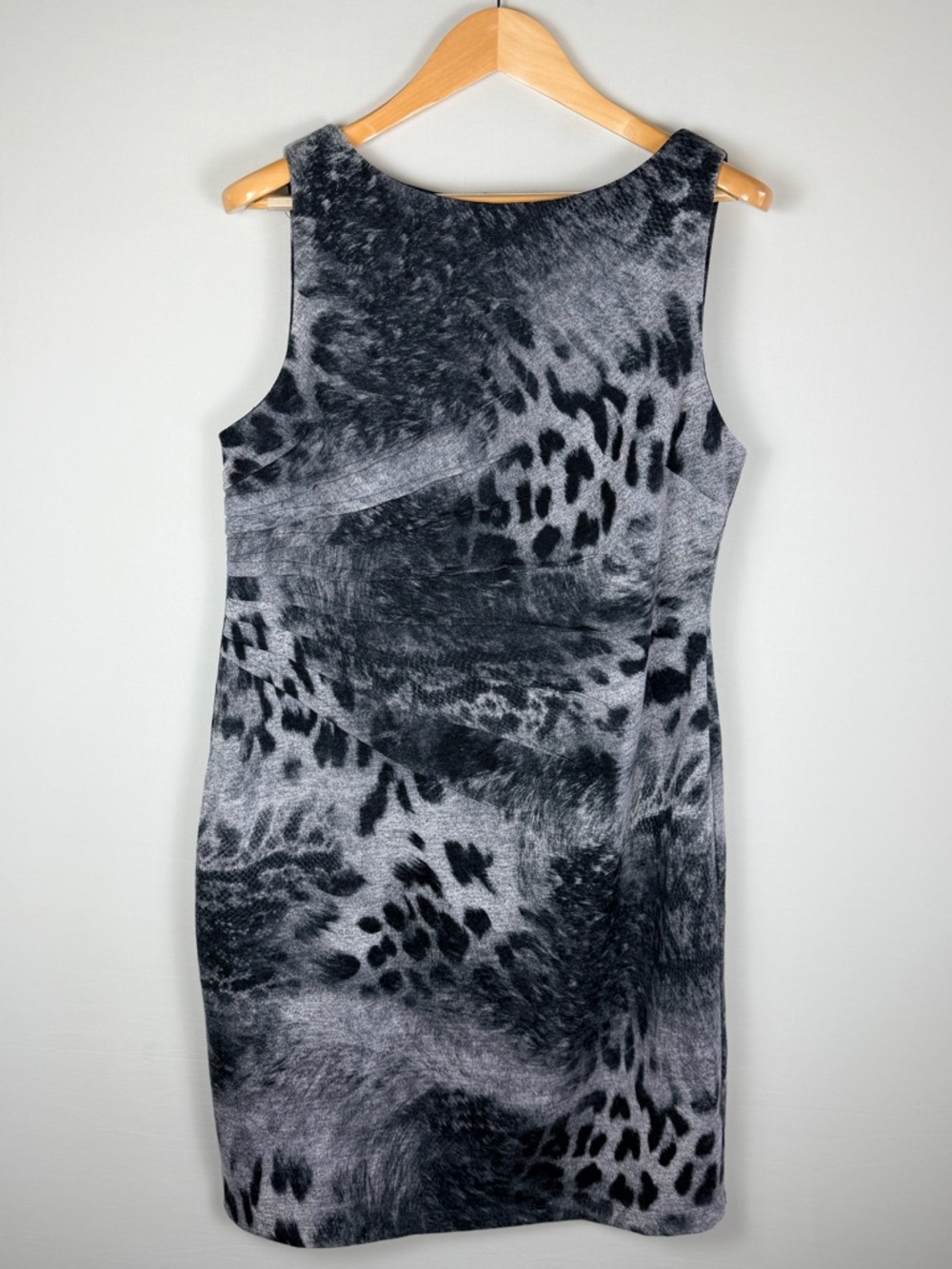 Rabbit Rabbit Rabbit Designs Dress 12 Gray Black Animal Print Sleeveless Sheath